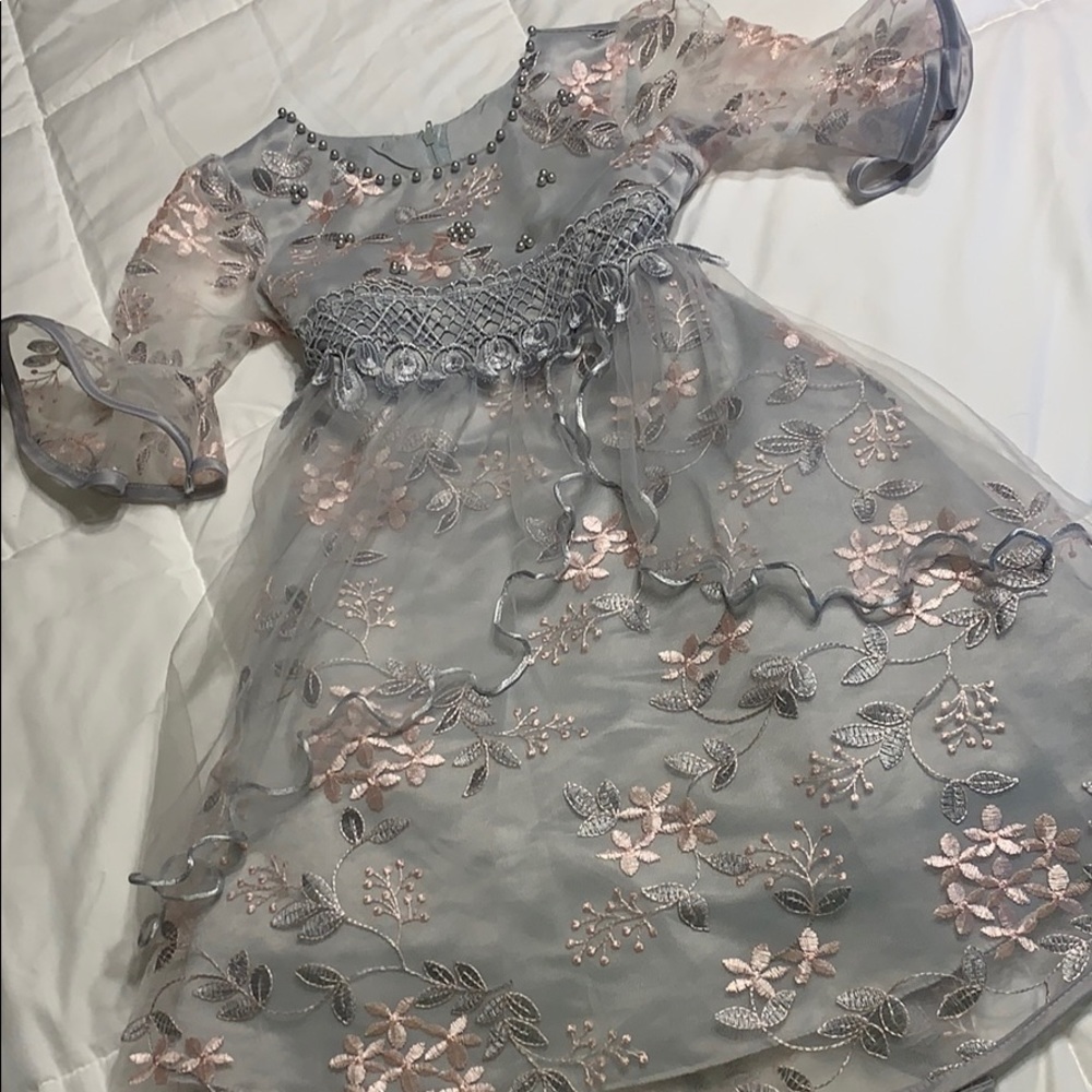 Grey and pink formal gown